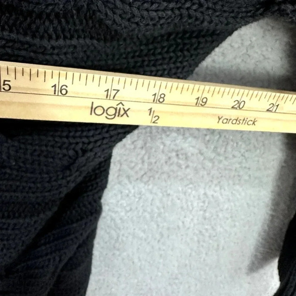 Talbots Cardigan Sweater Womens Mp Black Snap Button Fisherman Cable knit chunky - Picture 4 of 6